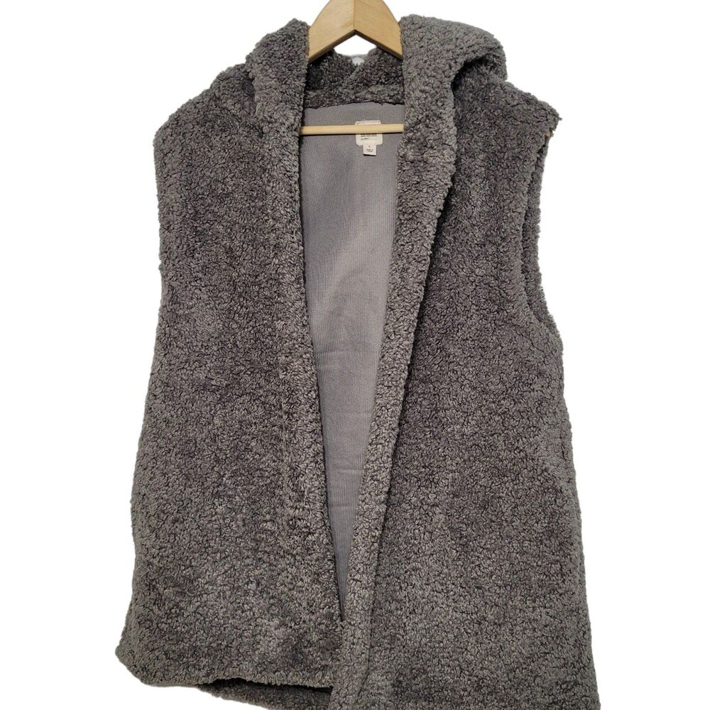 Dylan Grey Hooded Sherpa Vest